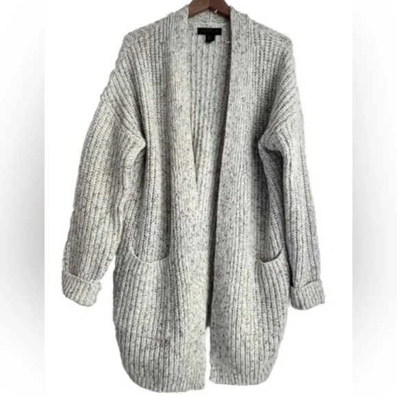 Nwot Rachel Zoe Chunky Knit CARDIGAN Oatmeal OFF WHITE Long Pockets Open XL - Picture 2 of 6